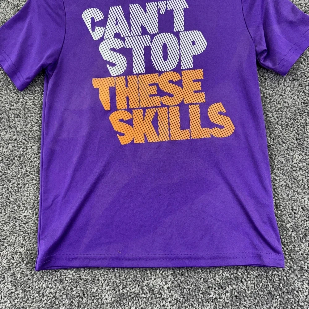 Athletic Works Shirt Kids L 10-12 Purple Can't Stop These Skills Graphic Tee